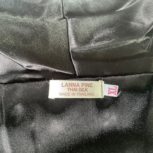 Gold and Black Reversible Lanna Pine Thai Silk Robe unisex size XL - Picture 5 of 11